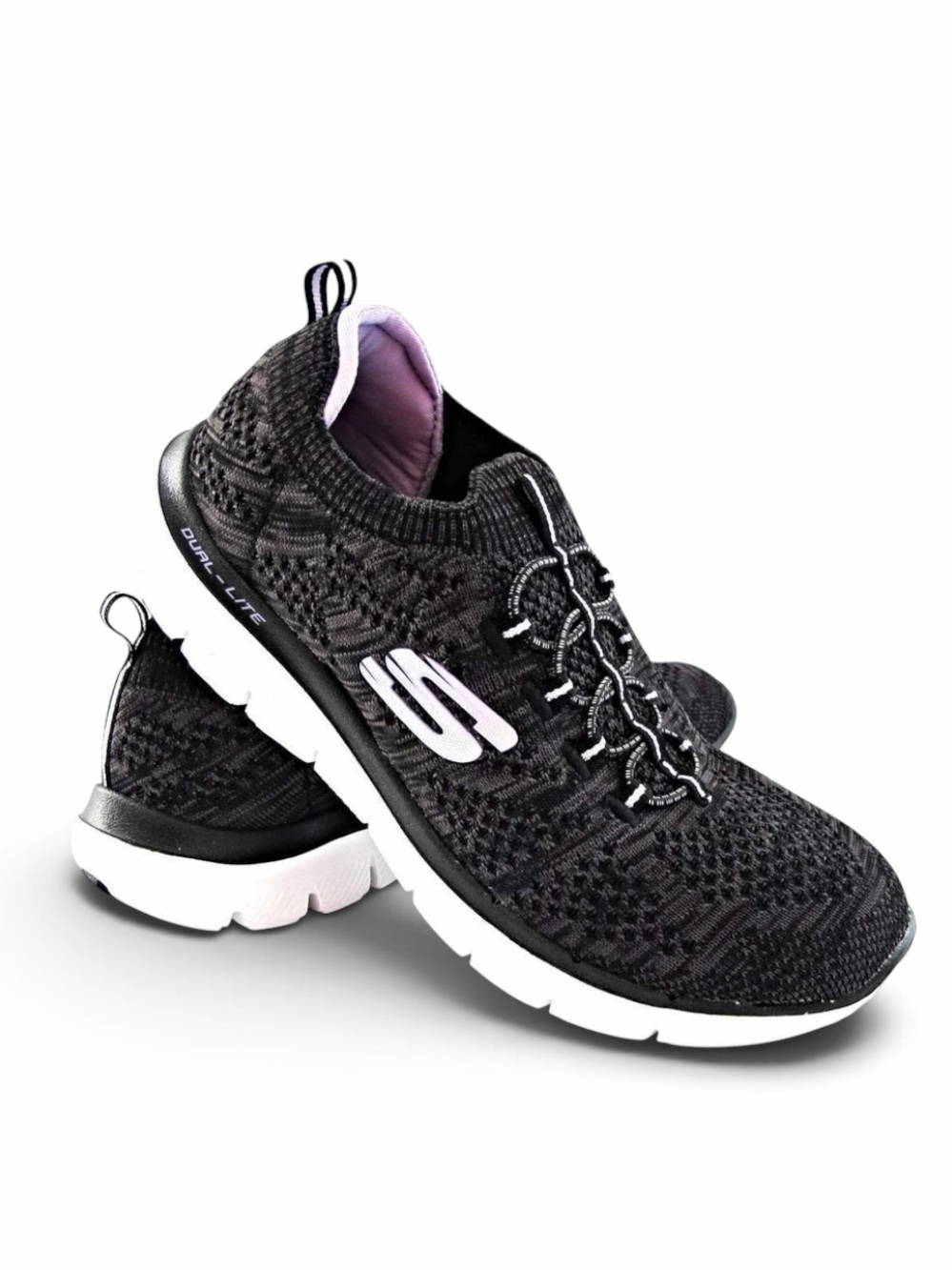 Skechers Flex Appeal 2.0 Bungee Slip On Sneakers Black/Charcoal/Lavender Size 8